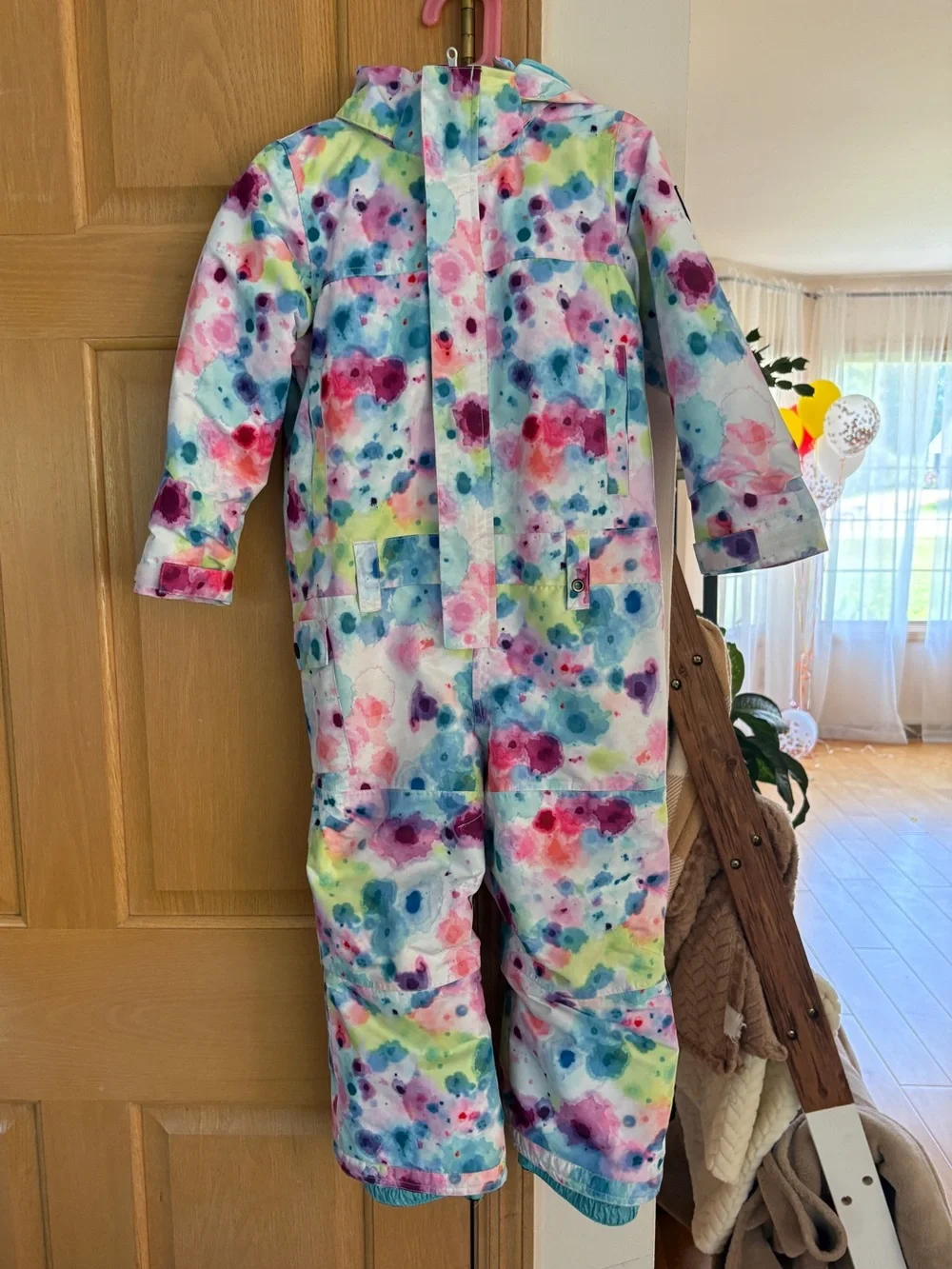 🤍SMN🤍 Kids Girls Waterproof Colorful One Piece Snowsuit, size 4-6